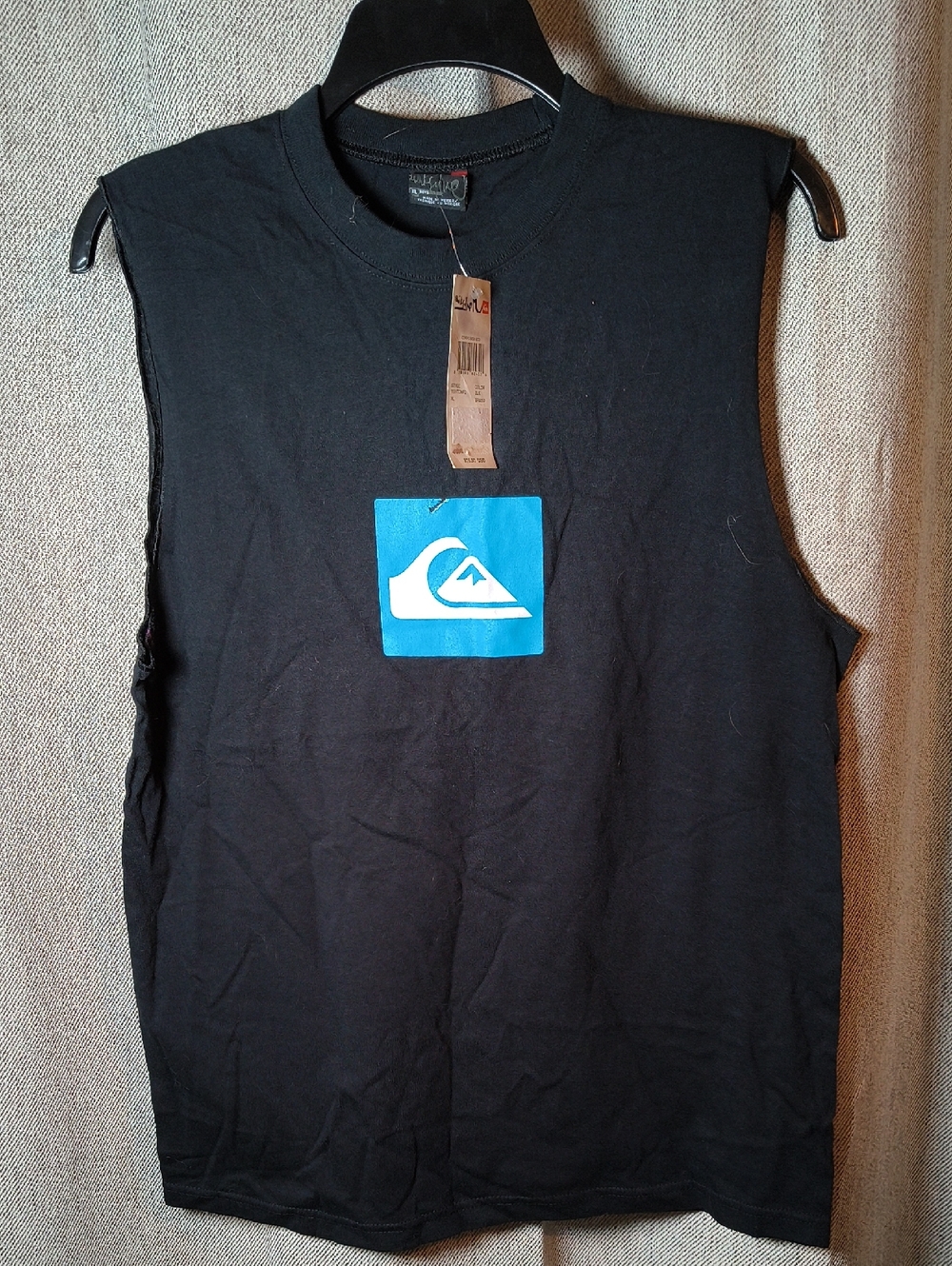 Quiksilver Black Muscle Tank with Blue Logo Square